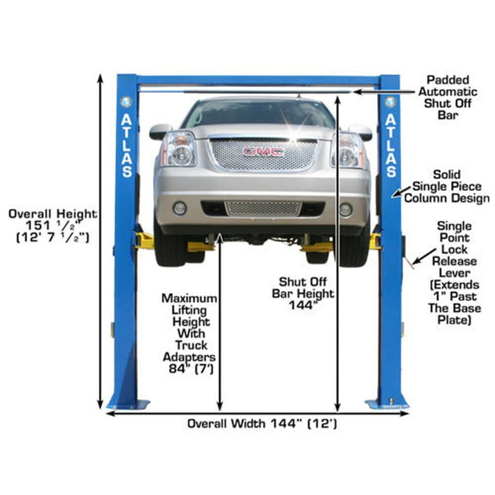 Atlas Automotive Equipment - OHX10000X Commercial Grade Extra Tall 10,000 lb. Capacity 2-Post Lift