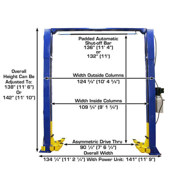 Atlas Automotive Equipment - 9KOHX Overhead 9,000 lb. Capacity 2-Post Lift